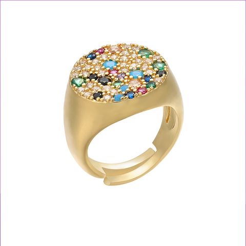 Mixed Color Micro Setting Ring Opening Adjustable Color Zirconium Ring Colorful Crystals Micro Setting Ring Accessories European And American Popular Vj2
