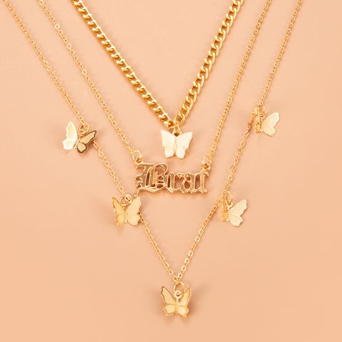 Wholesale Bohemian Multi-layer Butterfly Letters Pendant Necklace Nihaojewelry