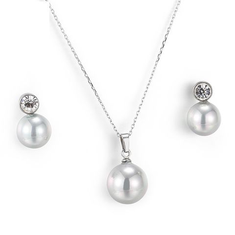 Fashion Shell Pearl Pendant Titanium Steel Necklace Earring Set Wholesale Nihaojewelry
