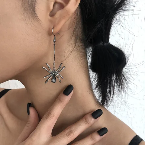 Pendientes Largos De Araña De Halloween Al Por Mayor Nihaojewelry