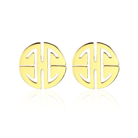 Geometric Plating 304 Stainless Steel No Inlaid 18K Gold Plated Earrings Ear Studs