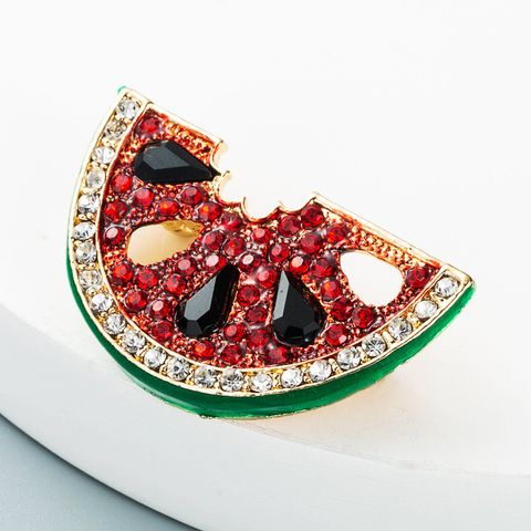 Drip Oil Diamond-studded Cherry Watermelon Brooch Wholesale Nihaojewelry