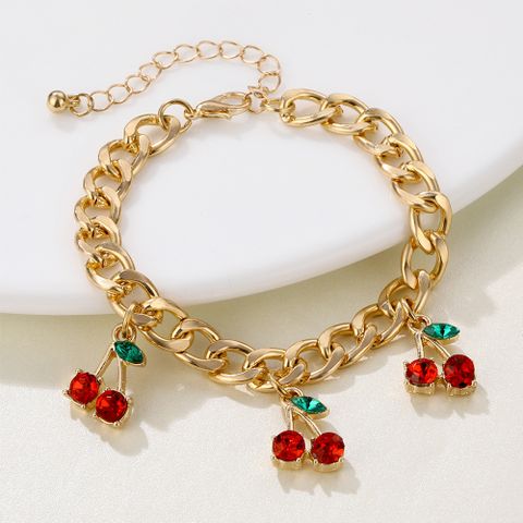 Wholesale Fashion Glass Rhinestone Red Cherry Necklace Bracelet Nihaojewelry