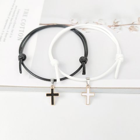 Alloy Cross Wax Rope Simple Couple Bracelet A Pair Jewelry Wholesale Nihaojewelry