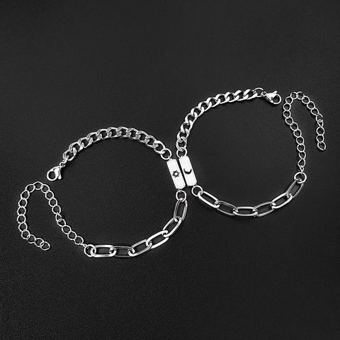 Stainless Steel Sun Moon Letter Simple Couple Bracelet A Pair Jewelry Wholesale Nihaojewelry