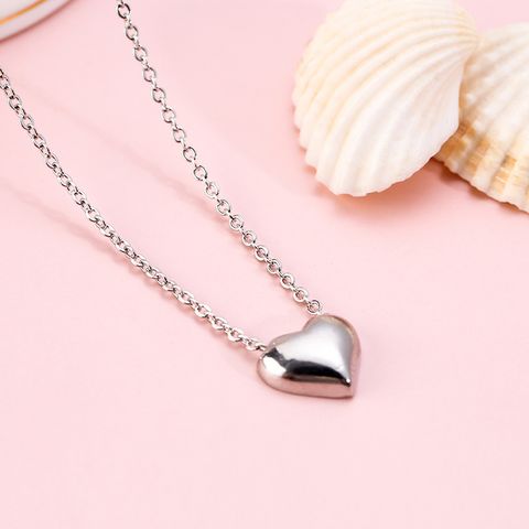 Simple Style Heart Titanium Steel Plating Necklace