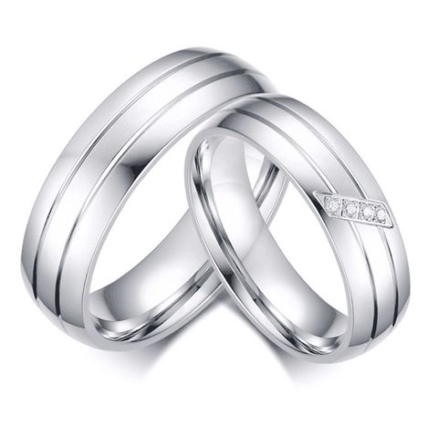 Wholesale Jewelry Stripe Inlaid Diamond Stainless Steel Ring Nihaojewelry