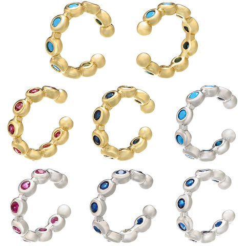 Micro-inlaid Color Zircon Geometric Simple Ear Clip Wholesale Jewelry Nihaojewelry