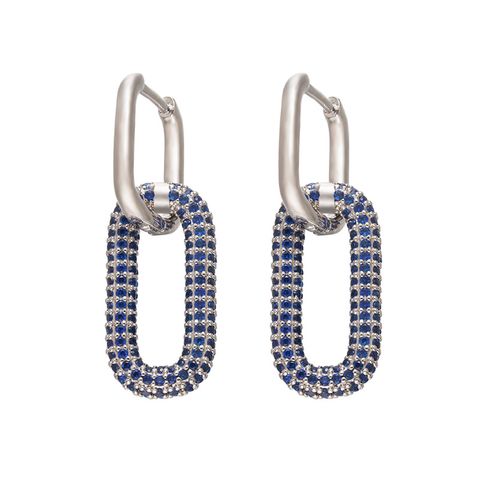 Colored Diamonds Double Rectangular Earrings Wholesale Jewelry Nihaojewelry