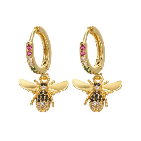 Micro-inlaid Colored Diamond Bee Earrings Pendant Wholesale Nihaojewelry