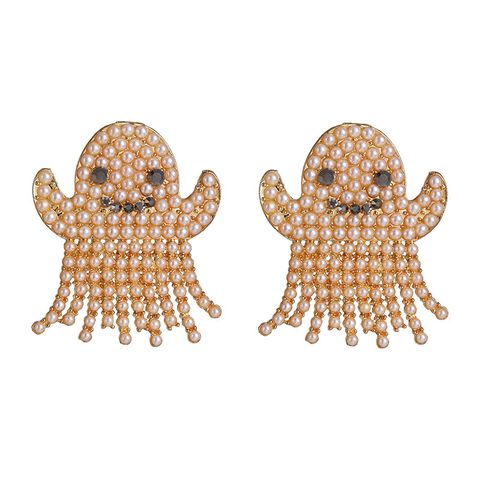 53023 Pearl Earrings European And American Exaggerated Halloween Ghost Earrings Personality Female Stud Earrings Internet Celebrity Simple Earrings