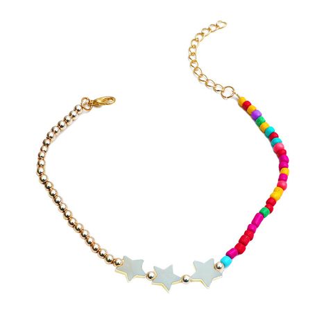 European And American New Popular Women's Acrylic Stars Stitching Color Bead Anklet Ins Style Trend Internet Celebrity Foot Ornaments