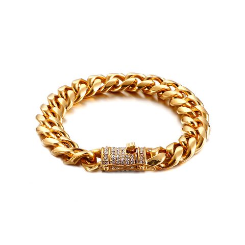 Fashion Geometric Titanium Steel Plating 18K Gold Plated Men'S Bracelets