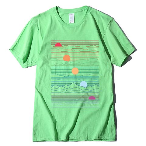 Casual Geometric Lines Round Neck Printing Short-sleeved Cotton T-shirt Wholesale Nihaojewelry