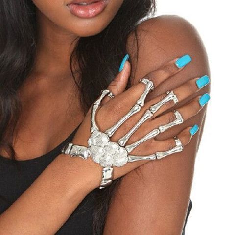 Halloween Übertriebener Metallschädel-geist-klaue, Der Fingerarmband Großhandelsschmucksachen Nihaojewelry Verbindet