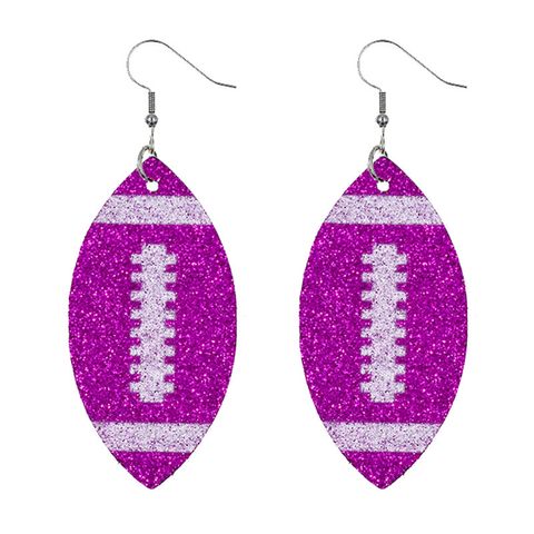 Creative Rugby Sequin Glitter Color Leather Earrings Wholesale Nihaojewelry