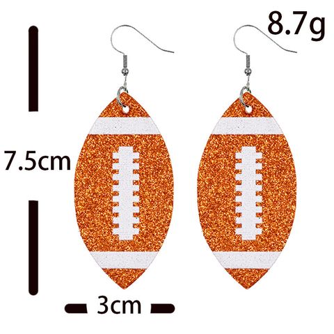 Creative Rugby Sequin Glitter Color Leather Earrings Wholesale Nihaojewelry