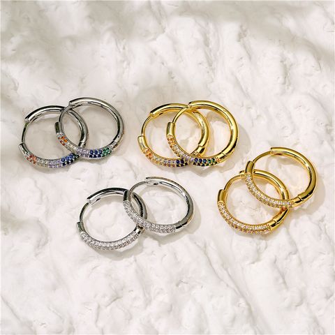 Simple Micro-incrusté Cercle Cuivre Plaqué Oreille Clip Gros Nihaojewelry