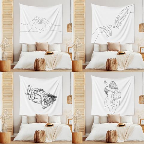 Minimalist Style Black And White Line Printed Tapestry Wholesale Nihaojewelry