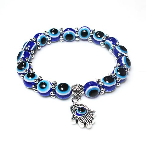 Retro Blue Eyes Palm Beads Pendant Bracelet Wholesale Nihaojewelry