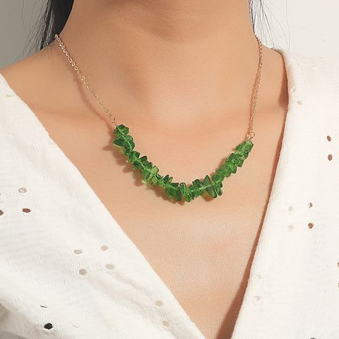 Fashion Creative Irregular Green Crystal Clavicle Chain Wholesale Nihaojewelry