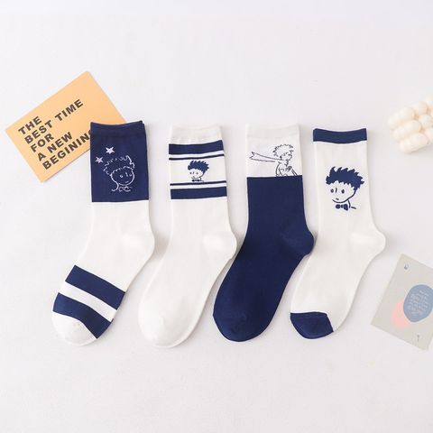 Simple Cartoon Figure Stitching Printing Long Tube Socks Wholesale Nihaojewelry