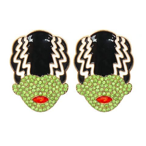 Cartoon Green Head Halloween Earrings Wholesale Jewelry Nihaojewelry