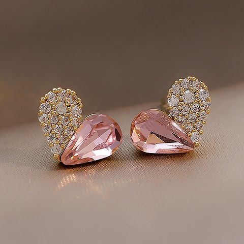Pendientes De Corazón De Diamantes De Cristal Pequeño De Moda Al Por Mayor Nihaojewelry