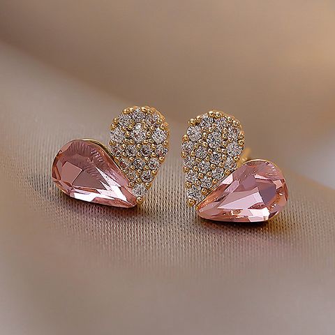 Fashion Small Crystal Diamond Heart Earrings Wholesale Nihaojewelry
