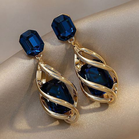 Fashion Crystal Geometric Spiral Earrings Wholesale Nihaojewelry