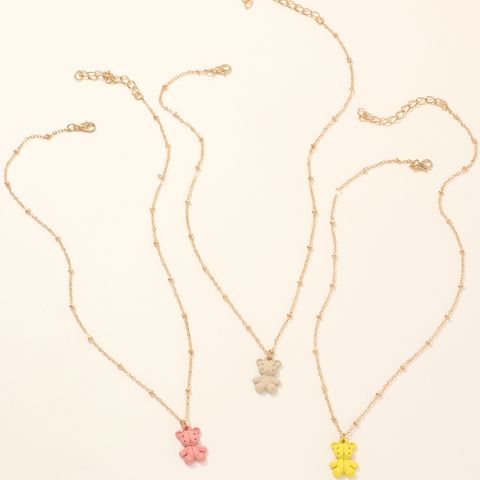 Simple And Cute Bear Pendant Necklace Set Wholesale Nihaojewelry
