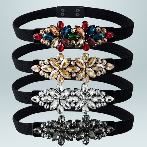 Fashion Flower Rhinestone Diamond Artificial Gemstones Women's Corset Belts