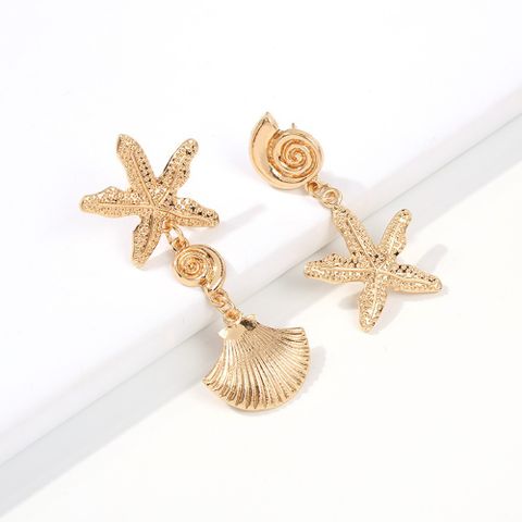 Océan Série Starfish Shell Boucles D'oreilles En Métal En Gros Nihaojewelry