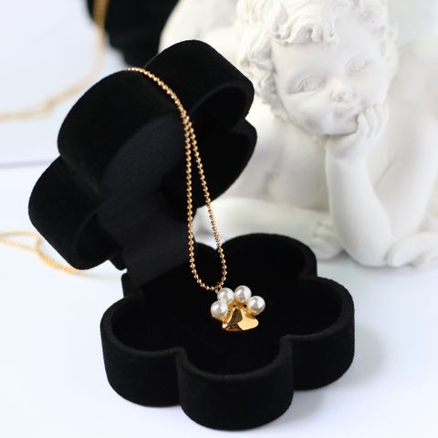 Xl083 Cute Pet Cat Meat Pad Dog's Paw Plum Necklace Clavicle Chain Titanium Steel 18k Gold Plating Live Broadcast Supply