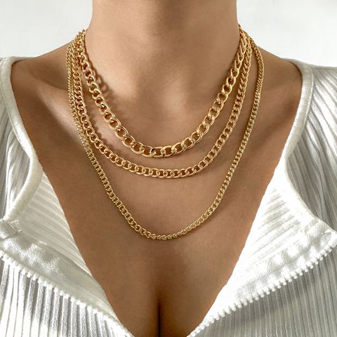 Simple Retro Geometric Hollow Chain Stacking Necklace Wholesale Nihaojewelry