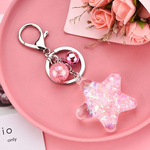 Korean Acrylic Five-pointed Star Flowing Sequins Keychain Wholesale Nihaojewelry
