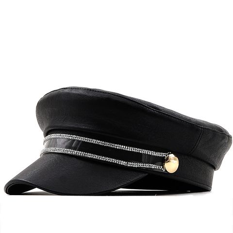 Retro Pu Leather Navy Flat Top Hat Wholesale Nihaojewelry