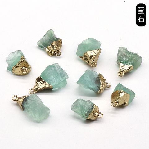 Crystal Agate Stone Rough Stone Gilding Electroplated Small Pendant Semi-finished Diy Bracelet Necklace Earrings Jewelry Material