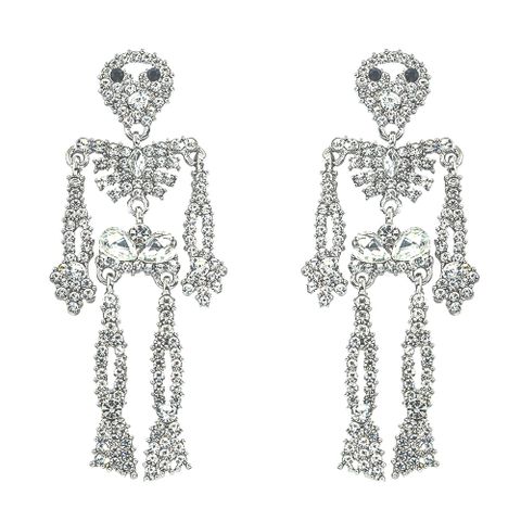 Fashion Skull Diamond Alloy Artificial Gemstones Earrings