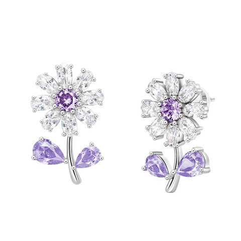 Super Flash High Carbon Diamond Small Daisy Small Flower Earrings Chrysanthemum Earrings