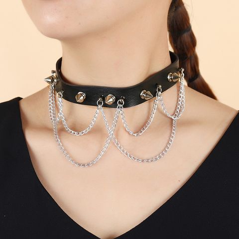 Punk Rock Leather Necklace Personality Fashion Trend Bondage Necklace Clavicle Chain Sexy Jewelry