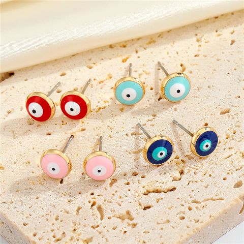 European And American New Simple Round Eye Earrings Multicolor Turkish Blue Eye Earrings