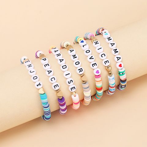 Color Soft Pottery English Alphabet Mama Bracelet Combination Set