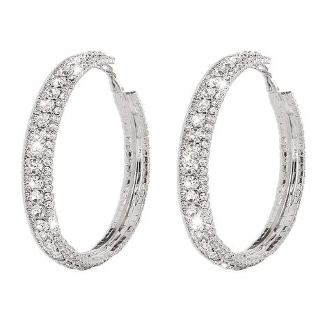 Fashion Full Rhinetone Light Luxury Geometric Simple Earrings