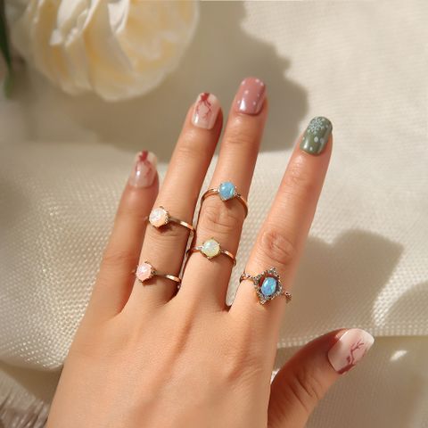 Grenz Überschreitende Neue Mode Bonbon Farbe Schwanz Ring Imitation Eingelegten Bernstein Gelenk Ring 5-teiler Rings Chwanz Ring