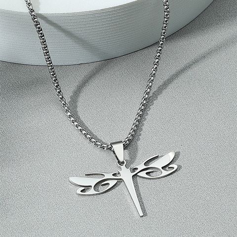 Fashion Simple Stainless Steel Hollow Dragonfly Necklace Wholesale Nihaojewelry