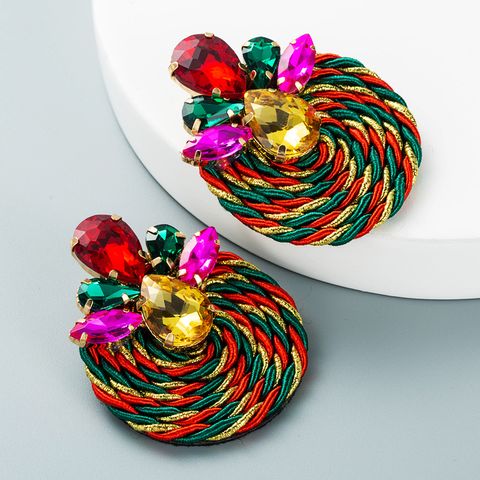 Hit Color Geometric Glass Diamond Pendant Earrings Wholesale Nihaojewelry