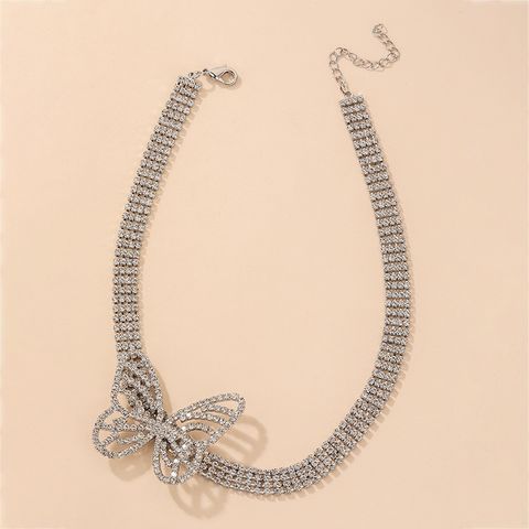Rhinestone Butterfly Thick Chain Korean Style Short Necklace Wholesale Jewelry Nihaojewelry