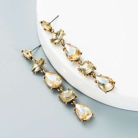 New Style Drop-shaped Glass Diamond Tassel Earrings Wholesale Nihaojewelry