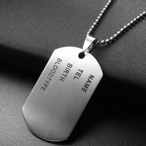 Fashion Lettering Military Identity Card Titanium Steel Pendant Wholesale Nihaojewelry